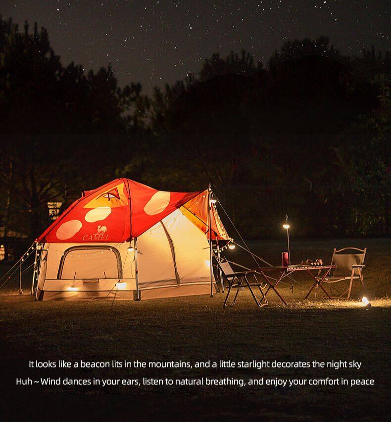 CAMELCROWN Outdoor Exquisite Camping Mushroom House Tent Portable Folding Camping Thickened Picnic Park Camping Automatic Tent · v23