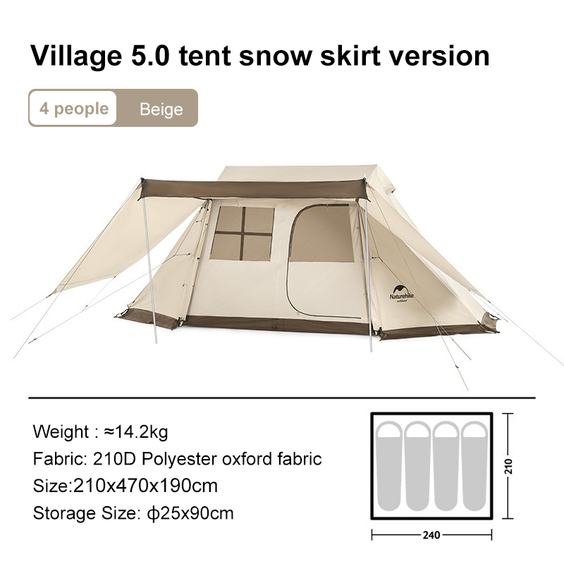 Naturehike Camping Tent  Village Series 4-6 Person Foldable  Waterproof Camping Tent Outdoor Family Home