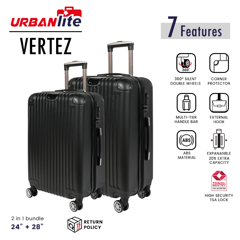 URBANlite VERTEZ  2in1(24"+28")  360° 8-Wheel Spinner | TSA Lock I Expandable |Corner Guard Hard Case Luggage-ULH 22915