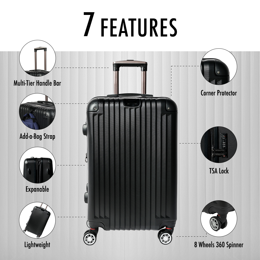 Spinner UrbanLite VERTEZ 2in1 (20"+24") a 360° a 8 ruote | TSA Lock I espandibile | Valigetta rigida con protezione angolare - ULH 22915