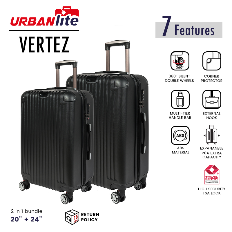 Spinner UrbanLite VERTEZ 2in1 (20"+24") a 360° a 8 ruote | TSA Lock I espandibile | Valigetta rigida con protezione angolare - ULH 22915