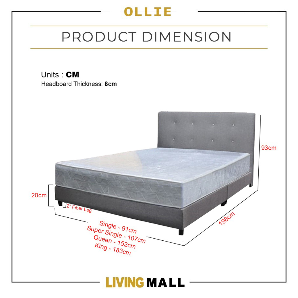 Living Mall Ollie Kumaş Şilte Paketli Divan Yatak Çerçevesi - Tüm Boyutlar