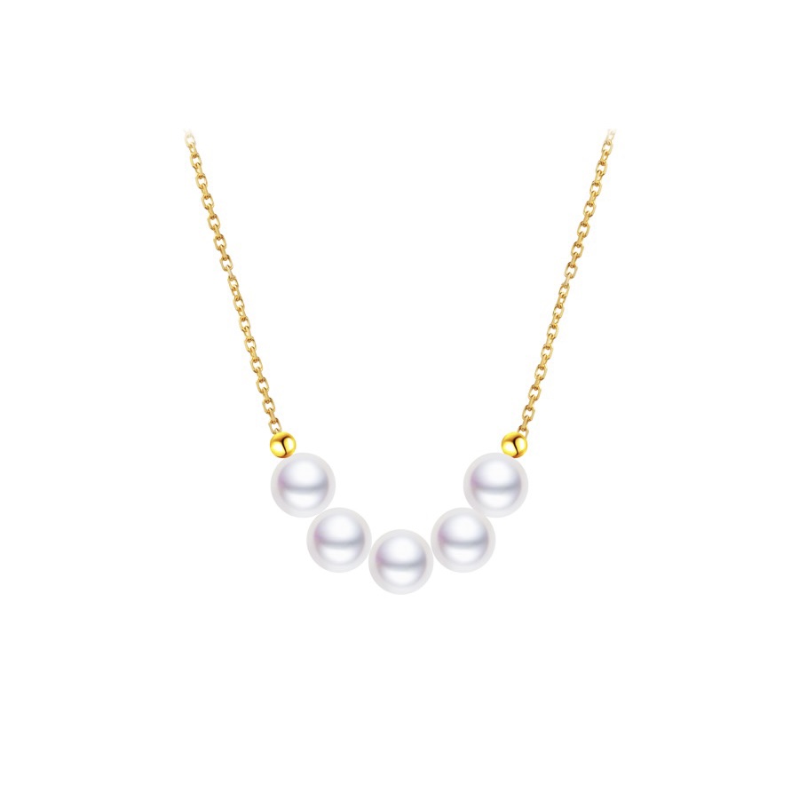 Collier en or 18 carats Montagne Jewelry, design élégant, or pur, haute joaillerie, perles blanches naturelles de 7 à 7,5 mm