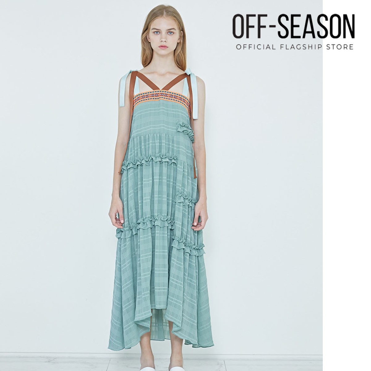 Off-Season Clearance Lie Adjustable Pinic Plaid Garden Dress · v2