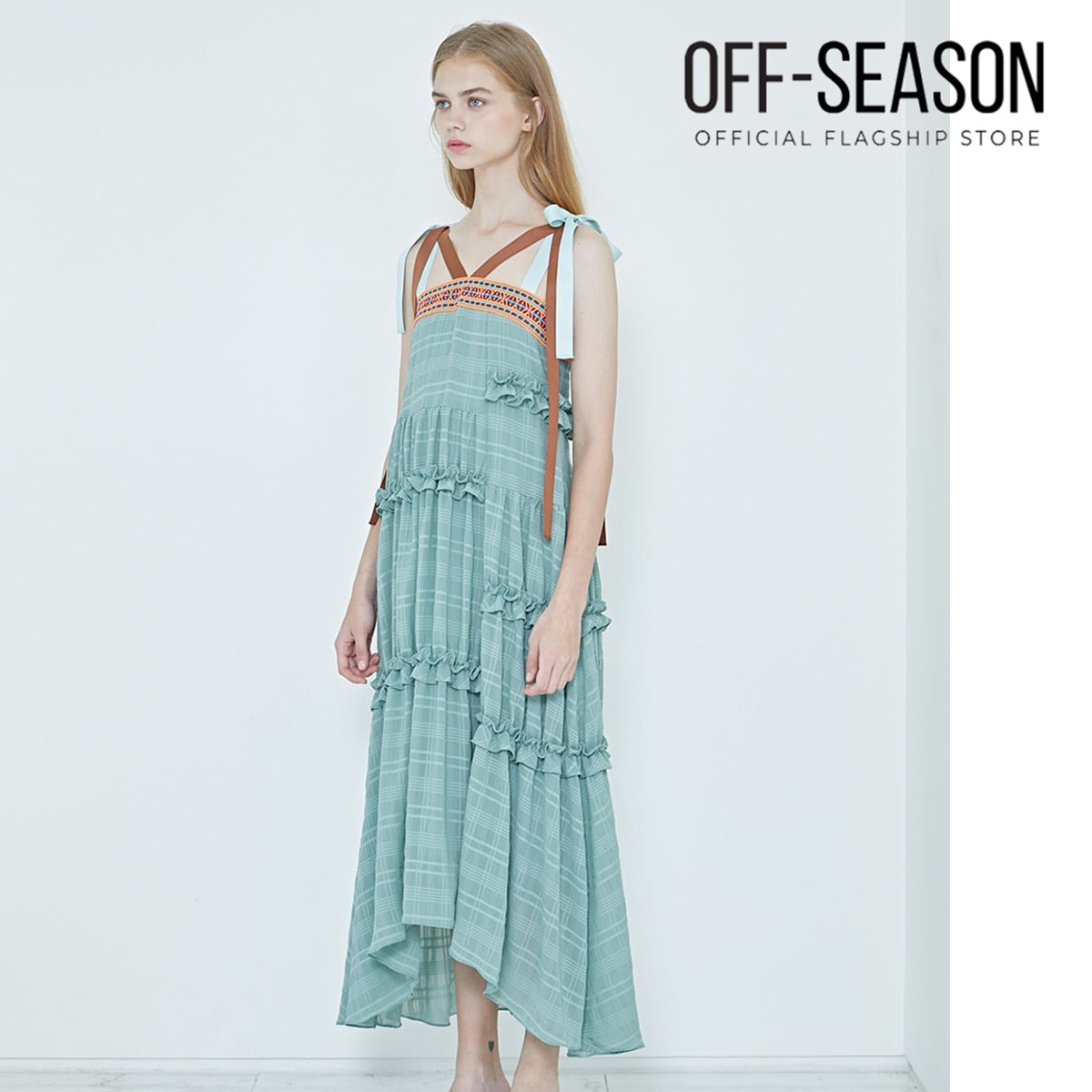 Off-Season Clearance Lie Adjustable Pinic Plaid Garden Dress · v2