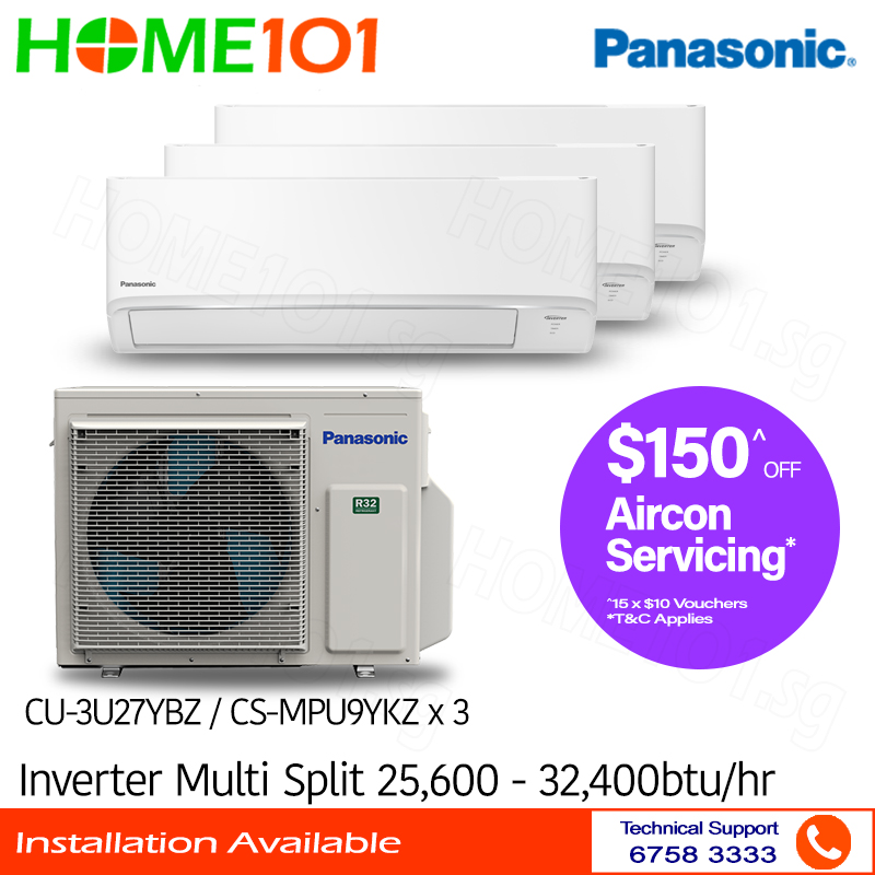 Panasonic Inverter Multi-Split AirCon CU-3U27YBZ / CS-MPU9YKZ x 3 · v7