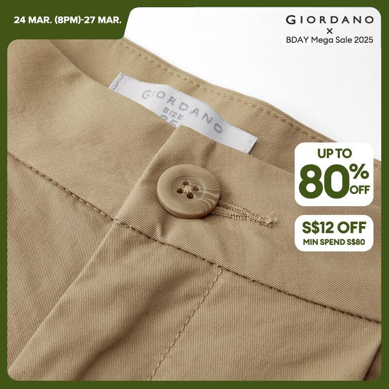 GIORDANO Kadın Pantolon Orta Boy Düz Renk Pamuklu Basit Pantolon Hafif Ayak Bileği Boyunda Pileli Moda Günlük Pantolon 13423221