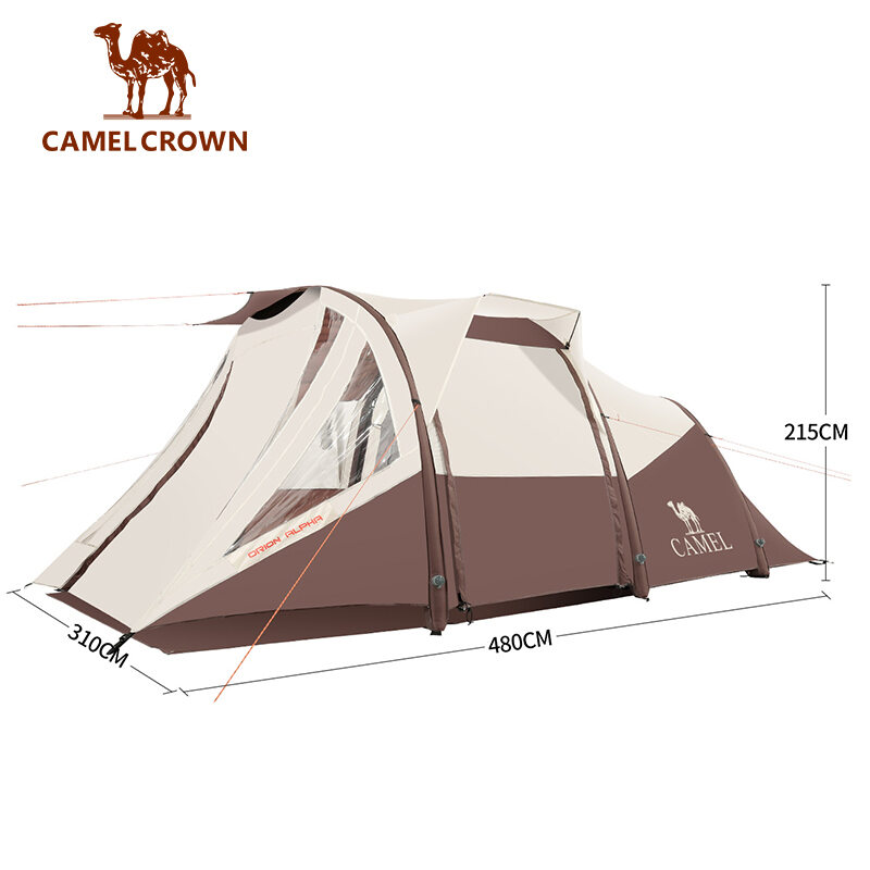 CAMELCROWN 4-5 persons Inflatable Travel Resident Tent Outdoor Selfdriving Rainproof Windproof Camping Two-room And One-Hall Multi-Person Tent