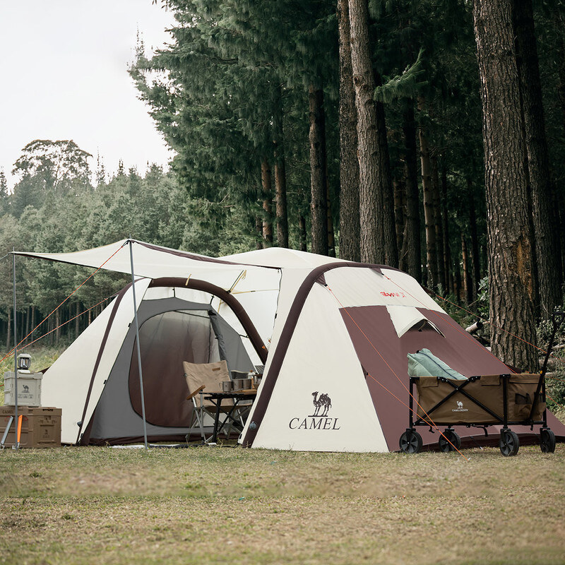 CAMELCROWN 4-5 persons Inflatable Travel Resident Tent Outdoor Selfdriving Rainproof Windproof Camping Two-room And One-Hall Multi-Person Tent