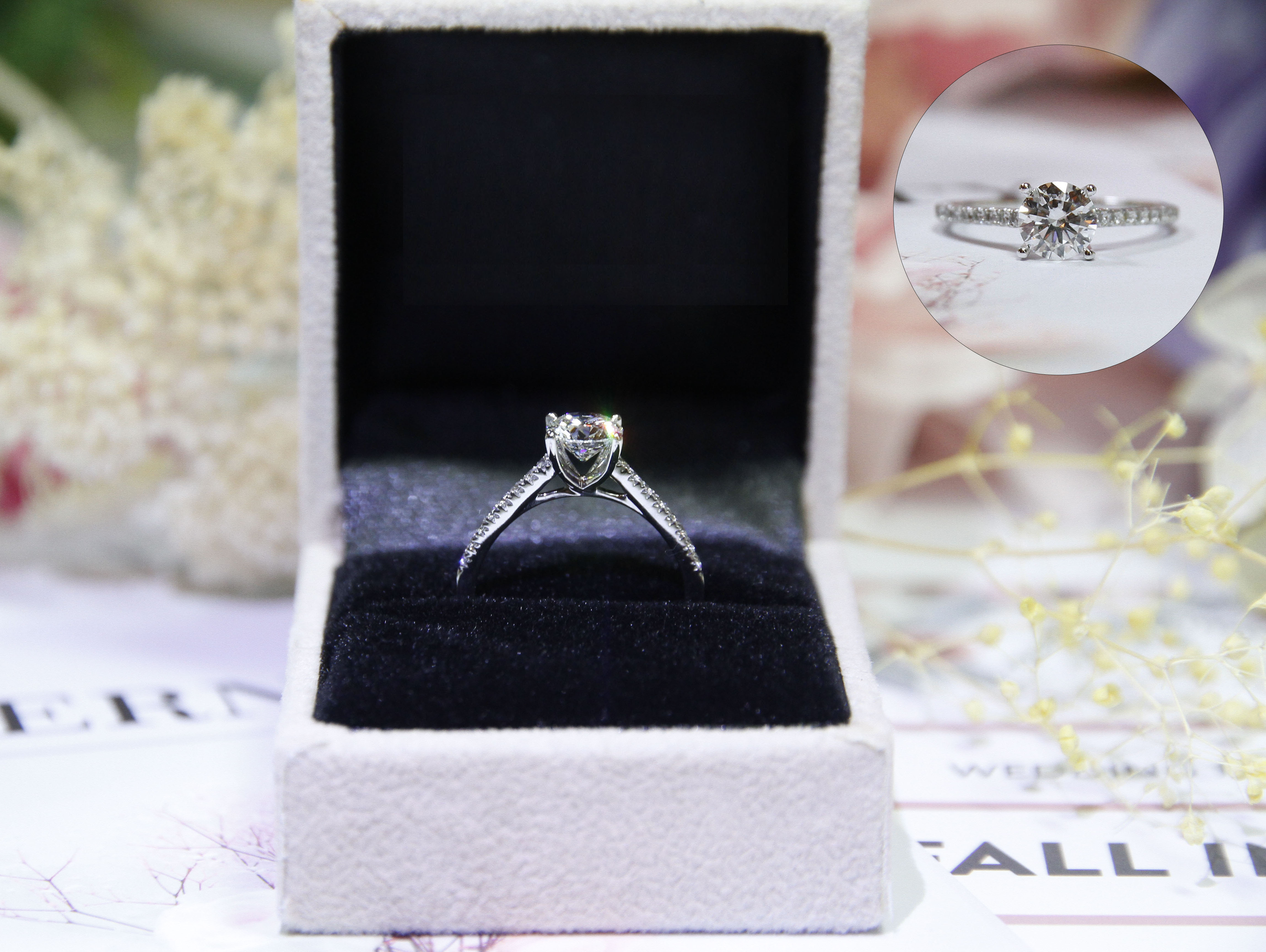 [ผู้ขายในสิงคโปร์] แหวนหมั้นเพชรน้ำหนัก 1 กะรัต ทำจากเพชรธรรมชาติหรือเพชรสังเคราะห์