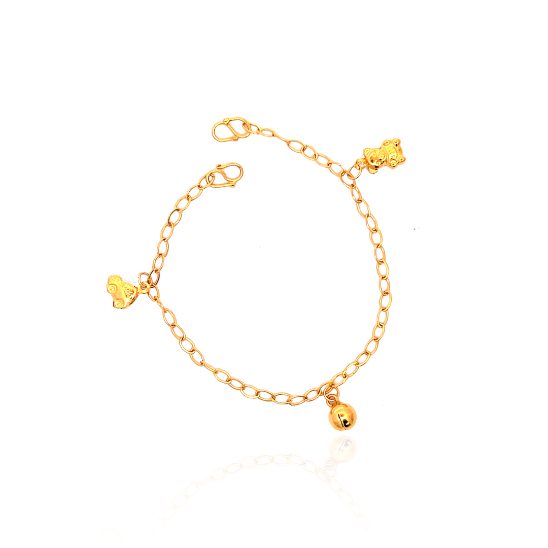 Trinity Baby Anklet/Bracelet in 916 Gold by Ngee Soon Jewellery · v4