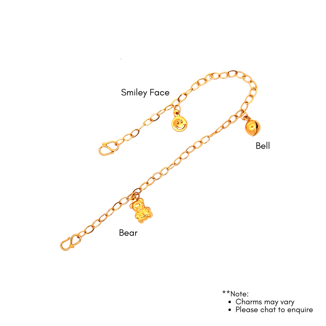 Trinity Baby Anklet/Bracelet in 916 Gold by Ngee Soon Jewellery · v4