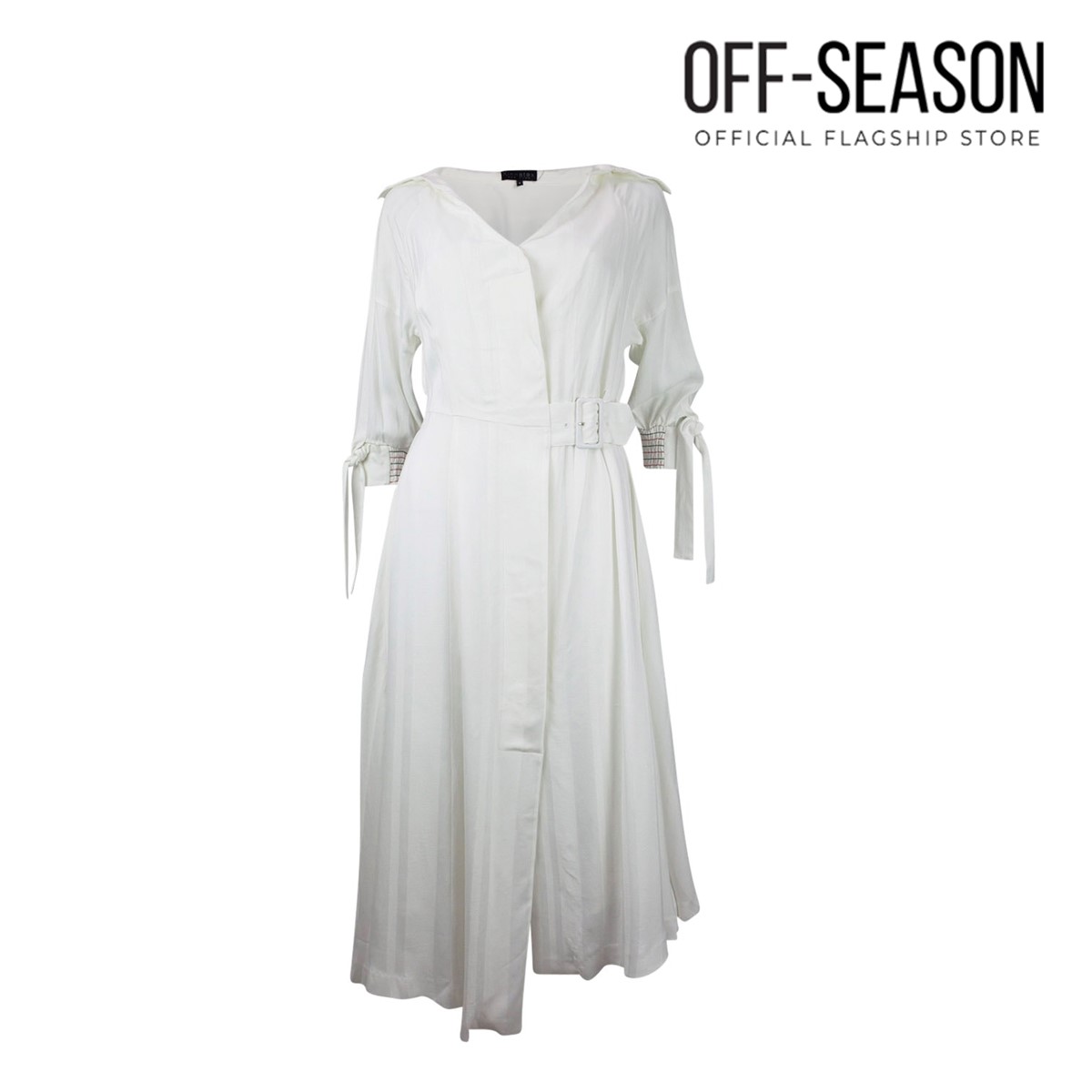 Off-Season Clearance Xinnatex V-neck White Asymmetric Collared Dress · v5