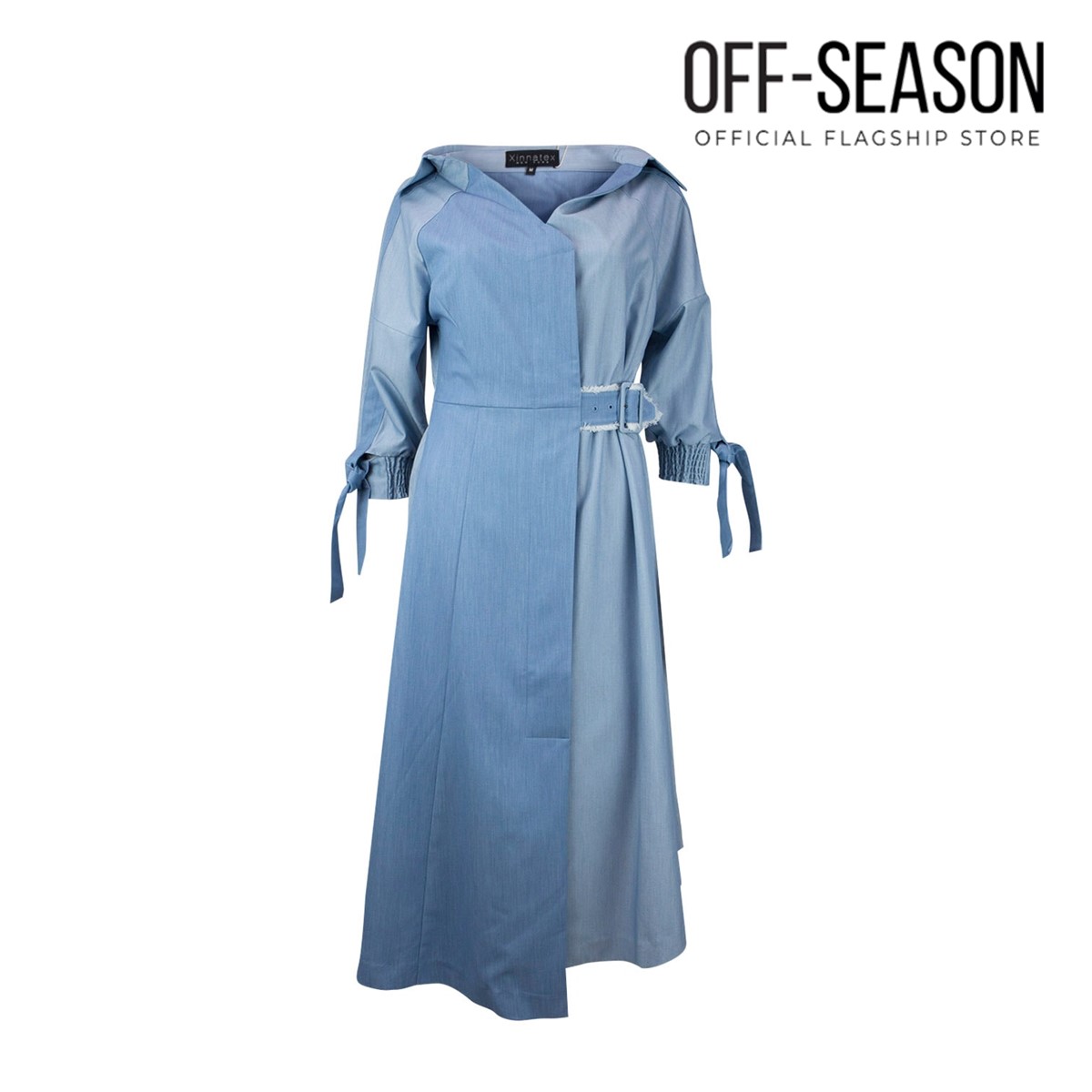 Off-Season Clearance Xinnatex V-neck Denim Asymmetric Collared Dress · v2