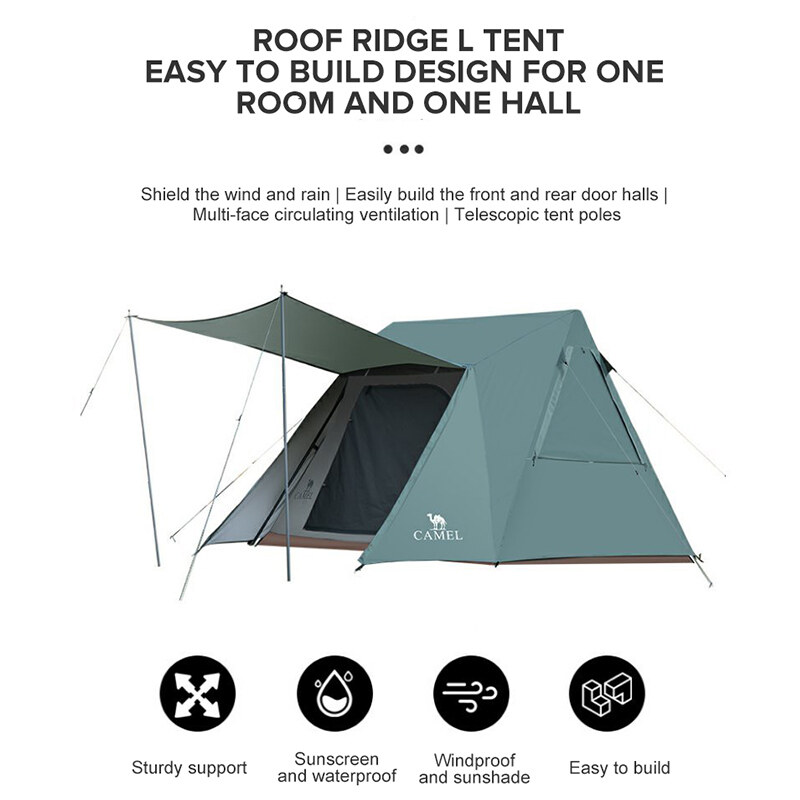 CAMELCROWN Outdoor Camping automatic Quick Build tent Large Capacity 3-4 Persons tent Large Space · v21