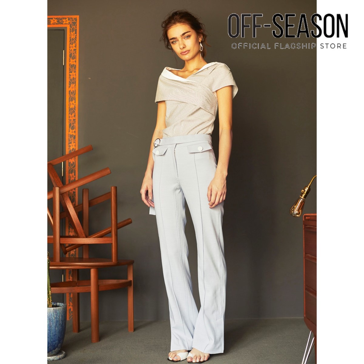 Off-Season Clearance Xinnatex Dawn Blue Flared Trousers · v2