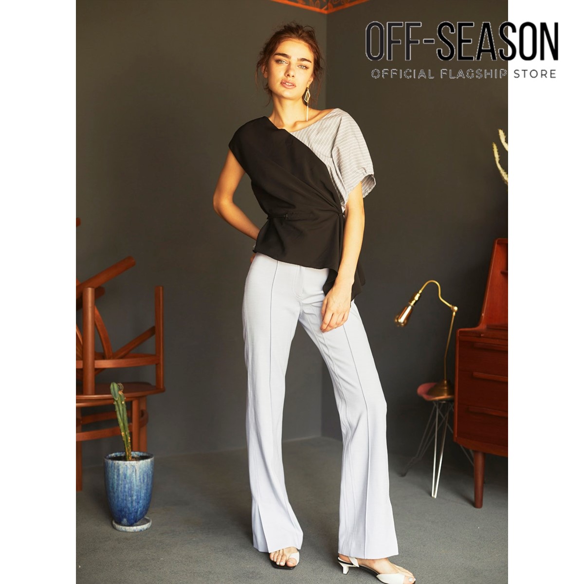 Off-Season Clearance Xinnatex Dawn Blue Flared Trousers · v2