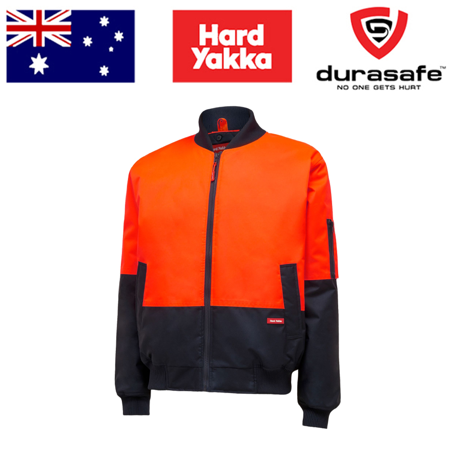 [Durasafe] HARD YAKKA Y06670 CORE HI-VIS 2 TONE WATERPROOF BOMBER JACKET – Orange/Navy · v4