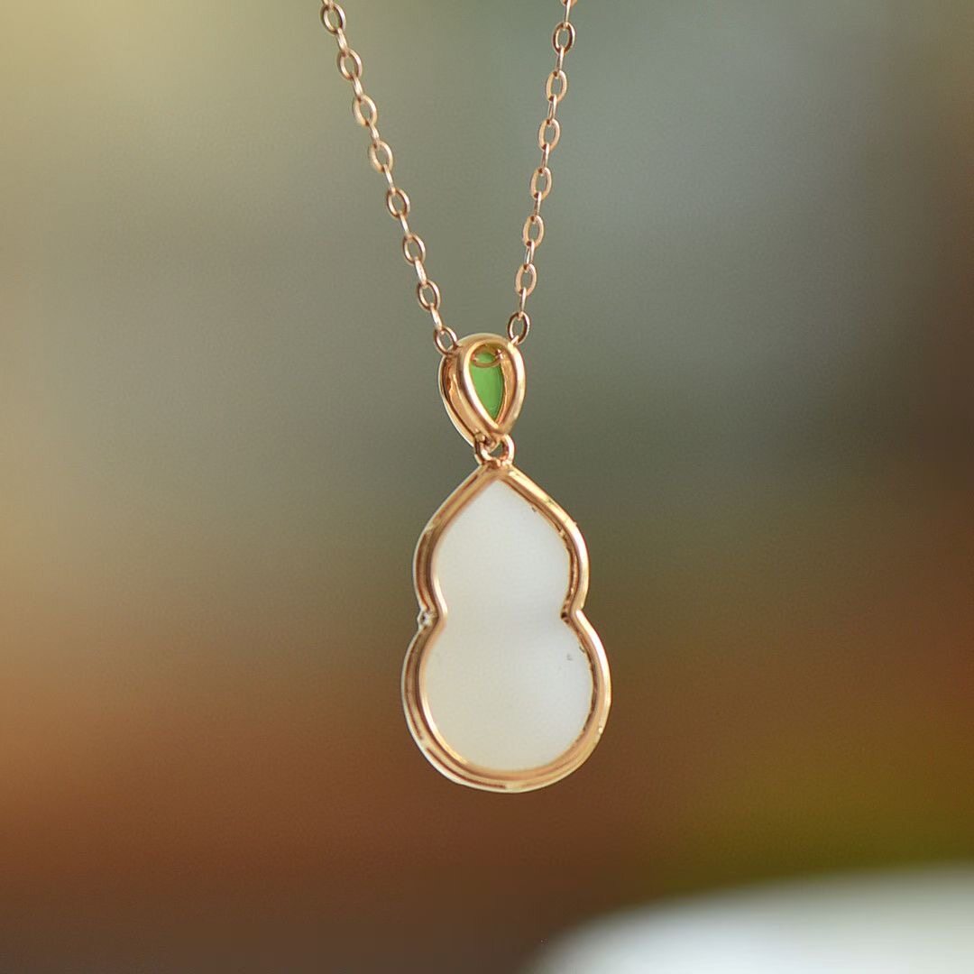 Montagne Jewelry 18k Rose Gold Pendant Lucky Ground Design Fine Jewellery Natural White Jade Pendant Necklace