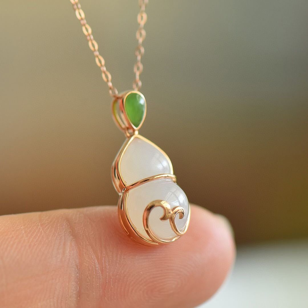 Montagne Jewelry 18k Rose Gold Pendant Lucky Ground Design Fine Jewellery Natural White Jade Pendant Necklace