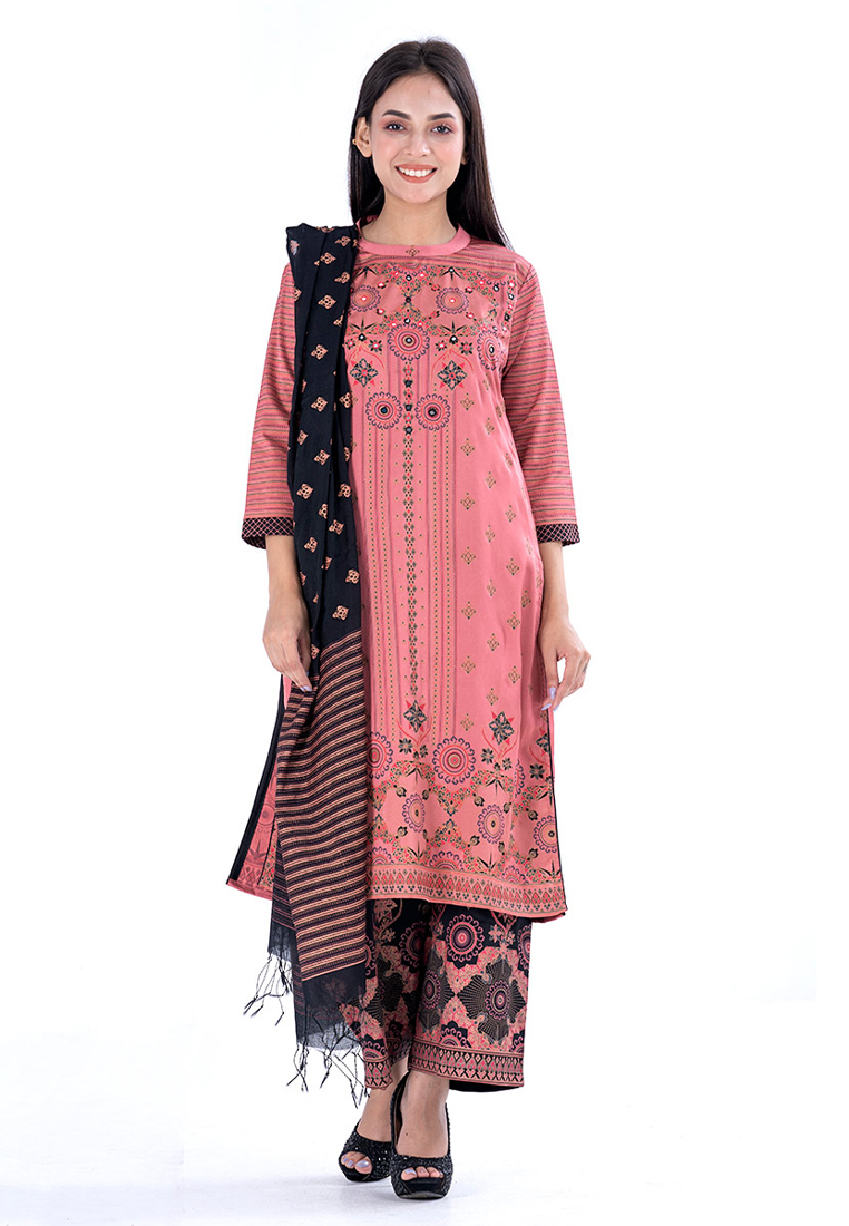 Le Reve Pink Crepe Ethnic Style Salwar Kameez · v5