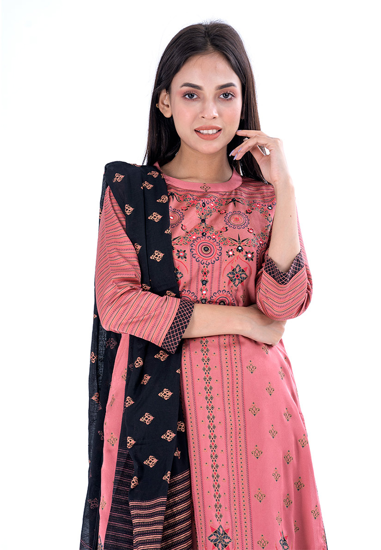 Le Reve Pink Crepe Ethnic Style Salwar Kameez · v5