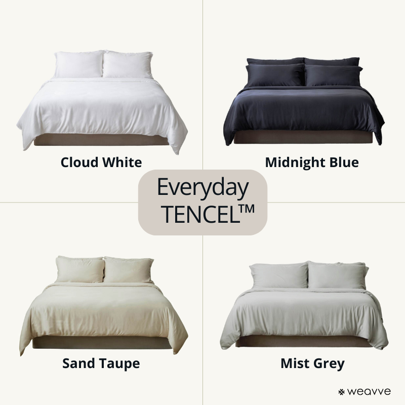 Weavve Everyday TENCEL™ ชุดคลาสสิกพร้อมปลอกหมอนหนุน (ผ้าปูที่นอน ปลอกหมอนผ้านวม) [ผ้าปูที่นอน ผ้าปูที่นอนแบบรัดมุม]