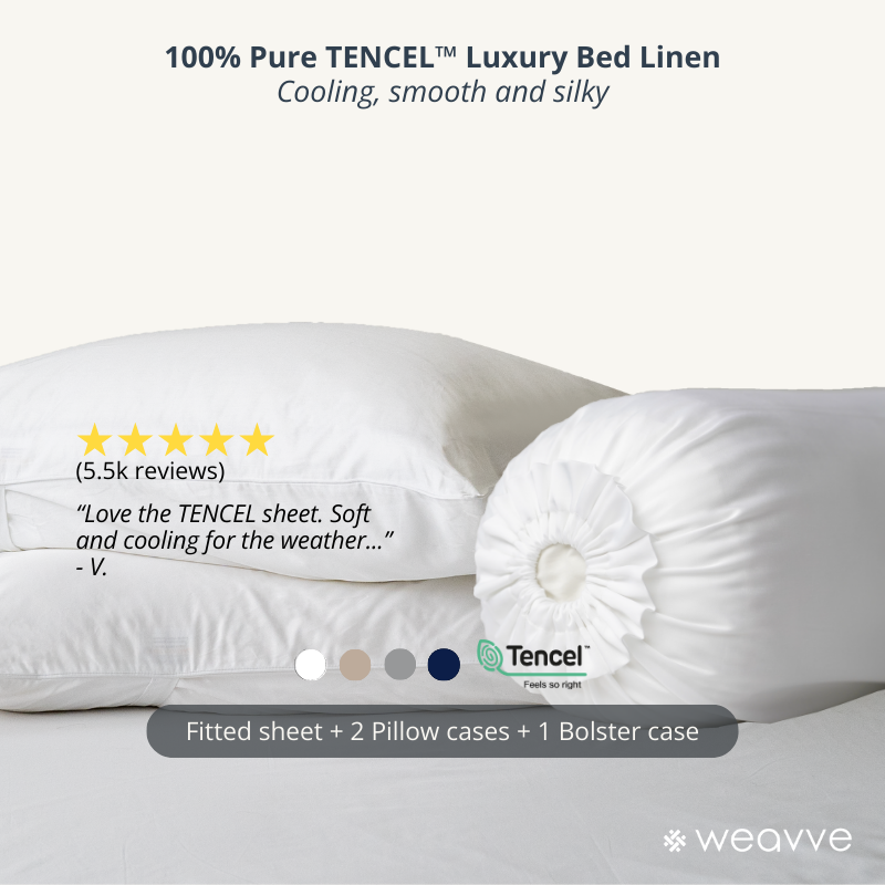 طقم ملاءات سرير Weavve Everyday TENCEL™ المجهزة مع غطاء وسادة (ملاءة سرير مزودة بغطاء وسادة)