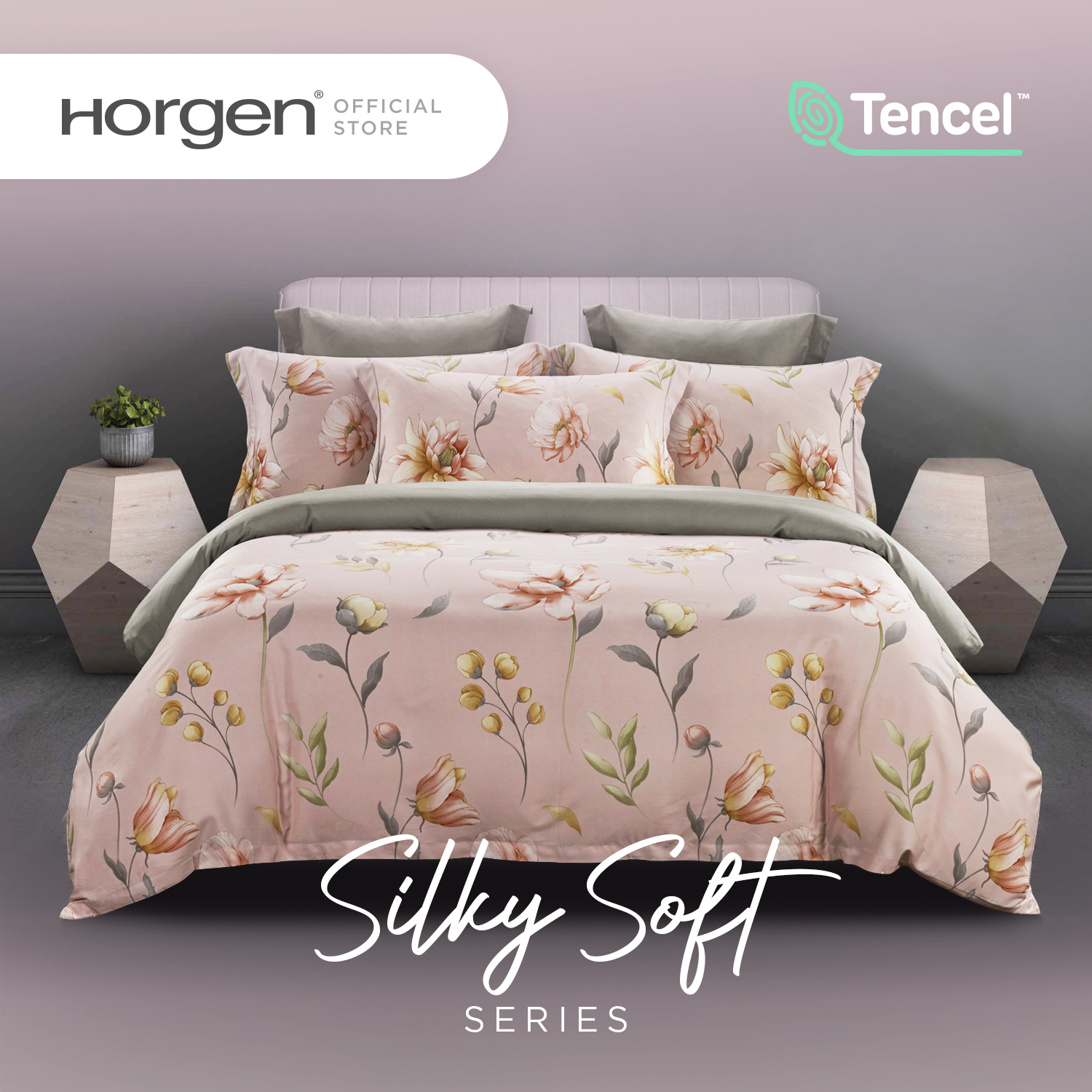 (Quilt Cover Set) Horgen Silky Soft Series 100% Tencel Print Quilt Cover Set · v3