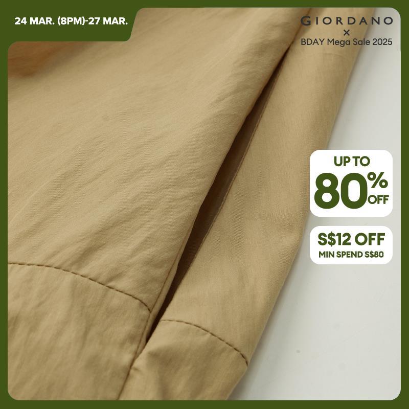 GIORDANO Women Pants Buckle Strap Elastic Waist Pants Lightweight Drape Simple Fashion Relaxed Casual Loose Crop Pants 18423606