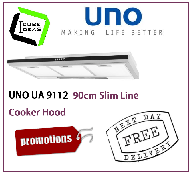 UNO UA 9112 90cm Slim Line Cooker Hood / FREE EXPRESS DELIVERY