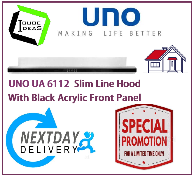 UNO UA 6112 Slim Line Hood With Black Acrylic Front Panel / FREE EXPRESS DELIVERY