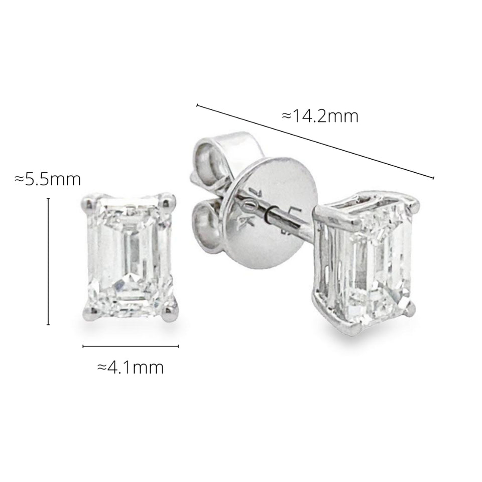 Top Cash Jewellery 10K Lab Grown Emerald Cut Diamond Earrings · v3