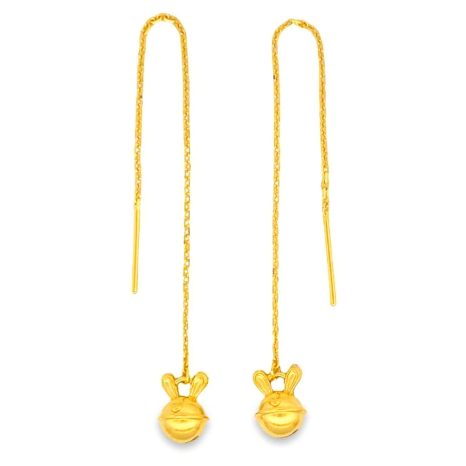 Top Cash Jewellery 916 Gold Dangling Rabbit Earrings