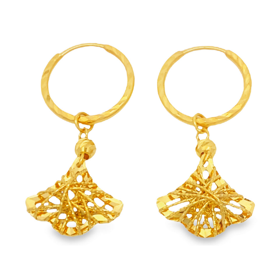 Top Cash Jewellery 916 Gold Dangling Loop Earrings