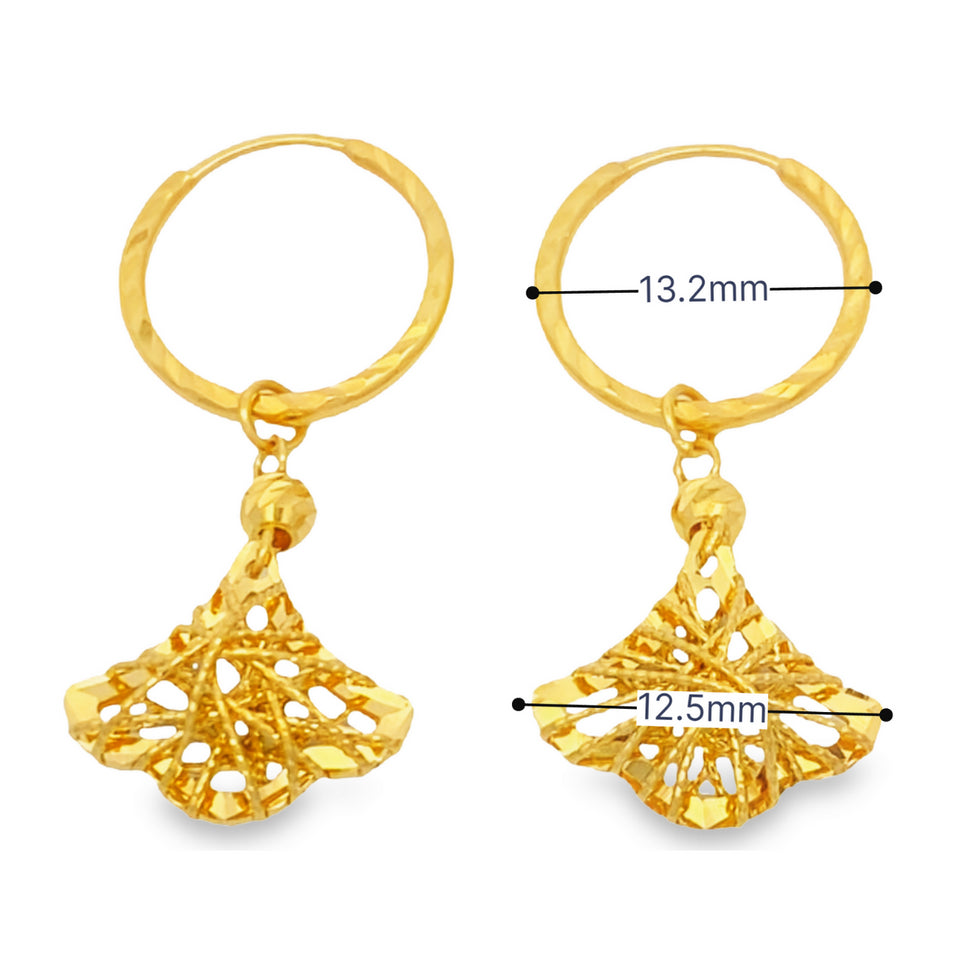 Bông tai vòng tròn bằng vàng 916 của Top Cash Jewellery