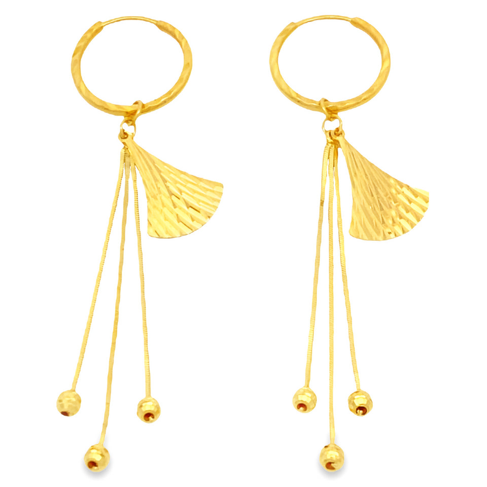 Top Cash Jewellery 916 Gold Dangling Fan Loop Earrings