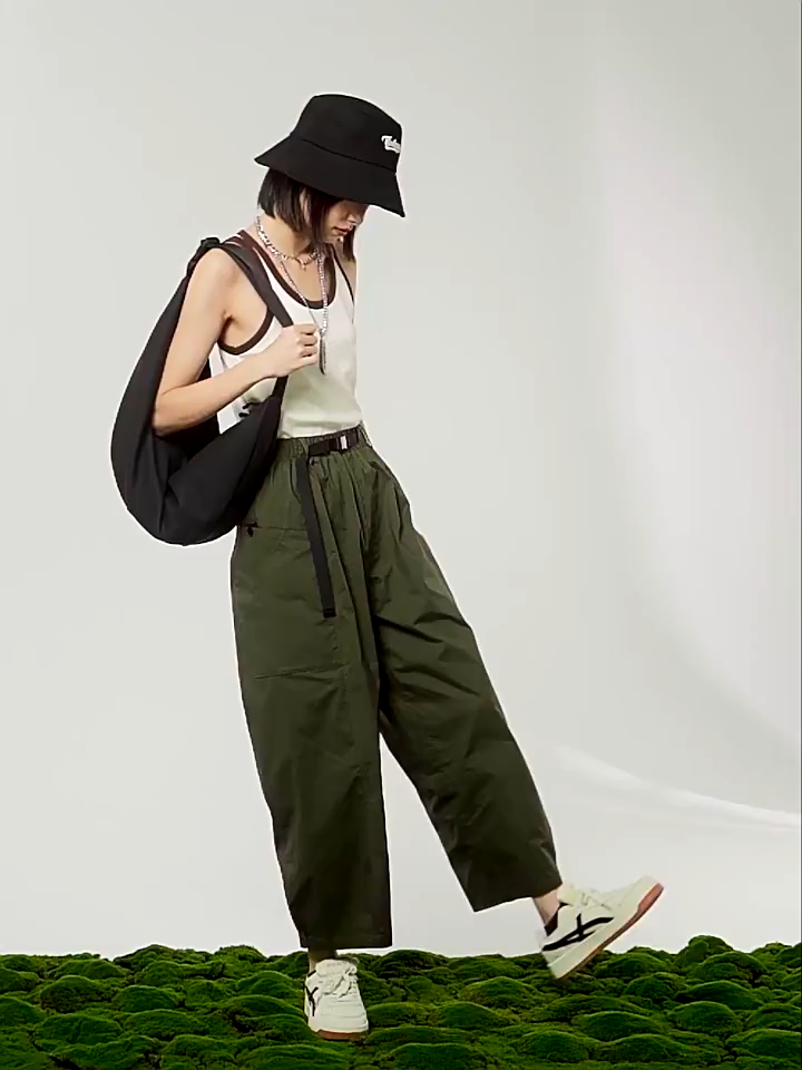 Pantalones GIORDANO para mujer, cintura elástica, cintura ancha, pernera ancha, bolsillos grandes, hasta el tobillo, pantalones holgados e informales 18423607