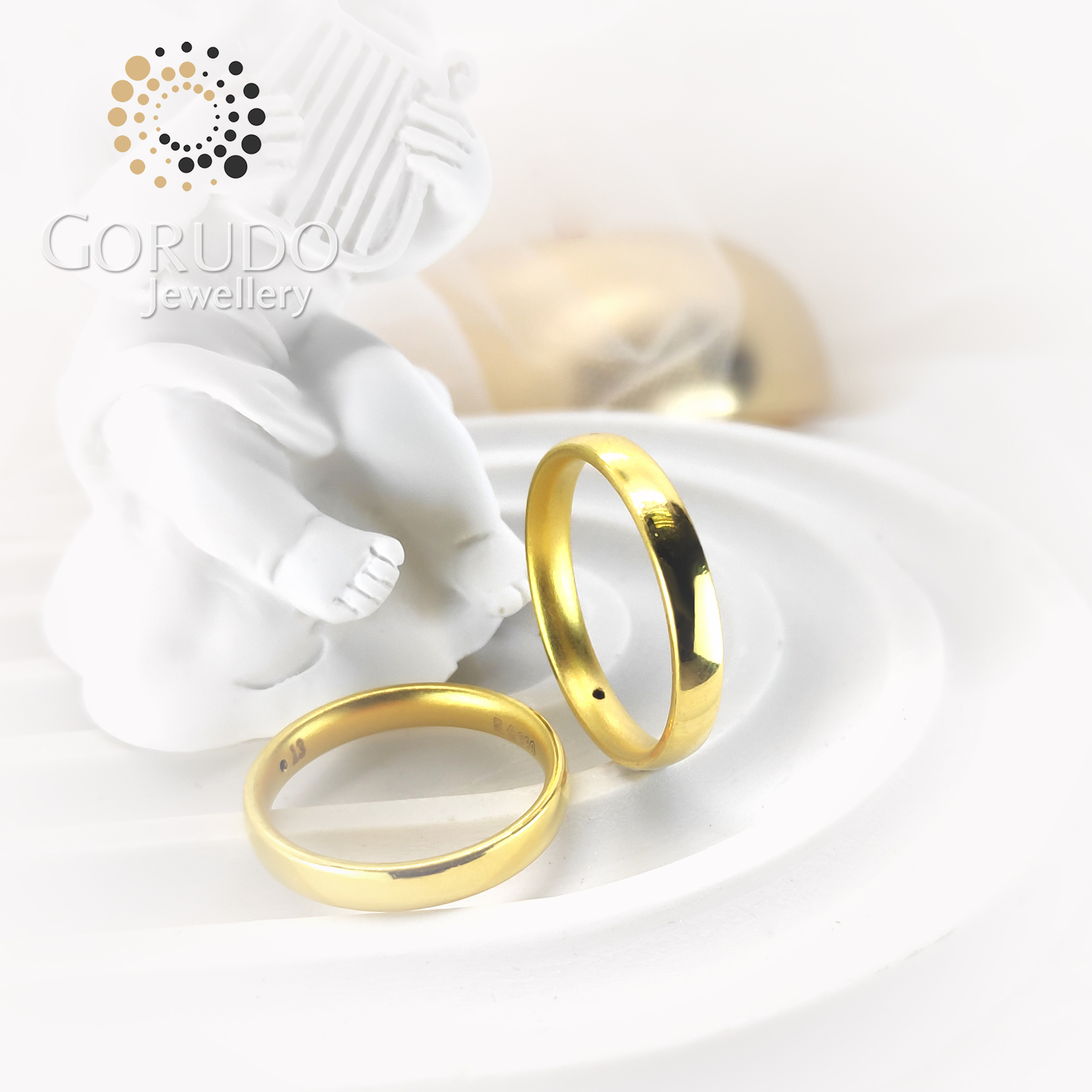 Gorudo Jewellery 999 Pure Gold Simi-Round Classic Plain Ring | 3.0mm · v4