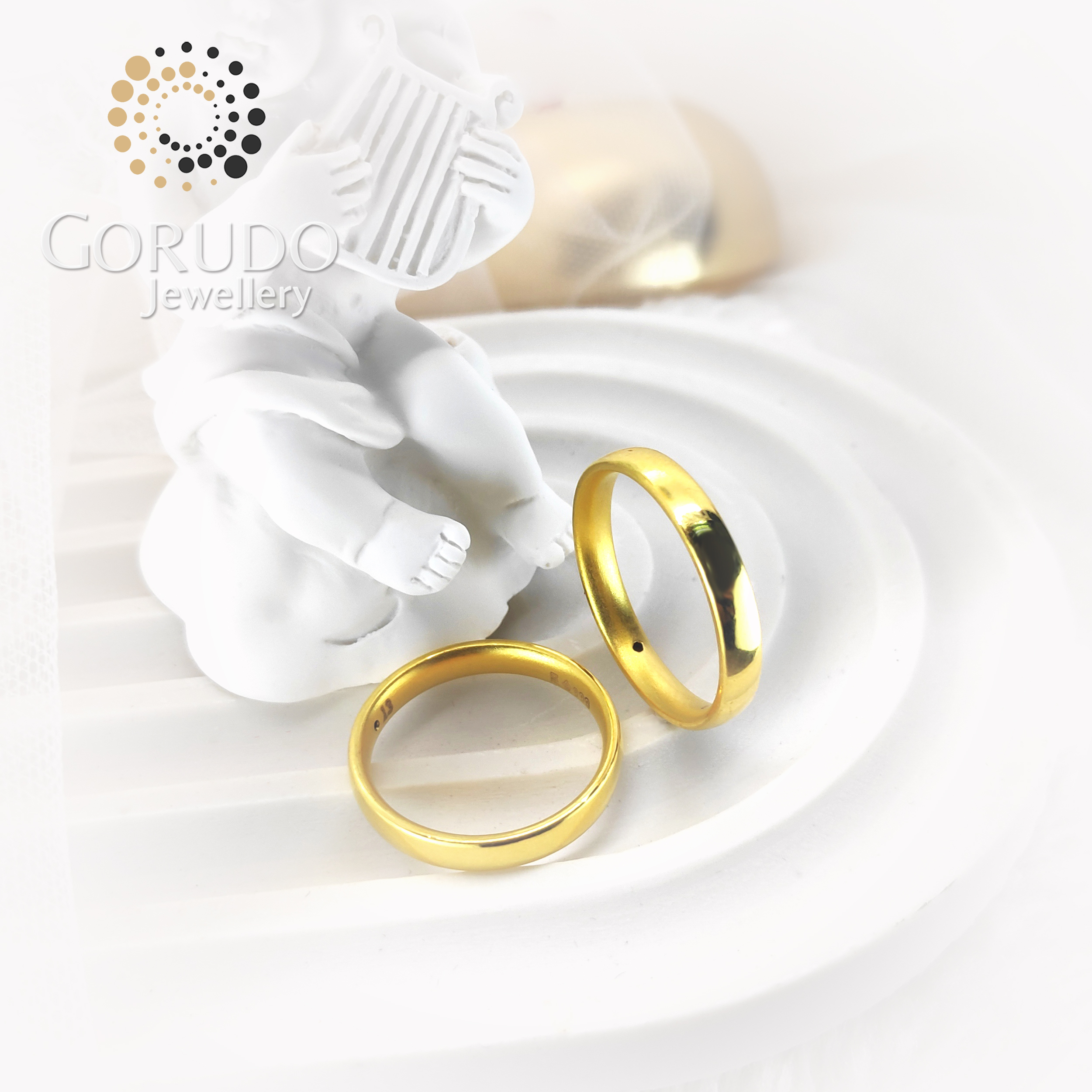 Gorudo Jewellery 999 Pure Gold Simi-Round Classic Plain Ring | 3.0mm · v4