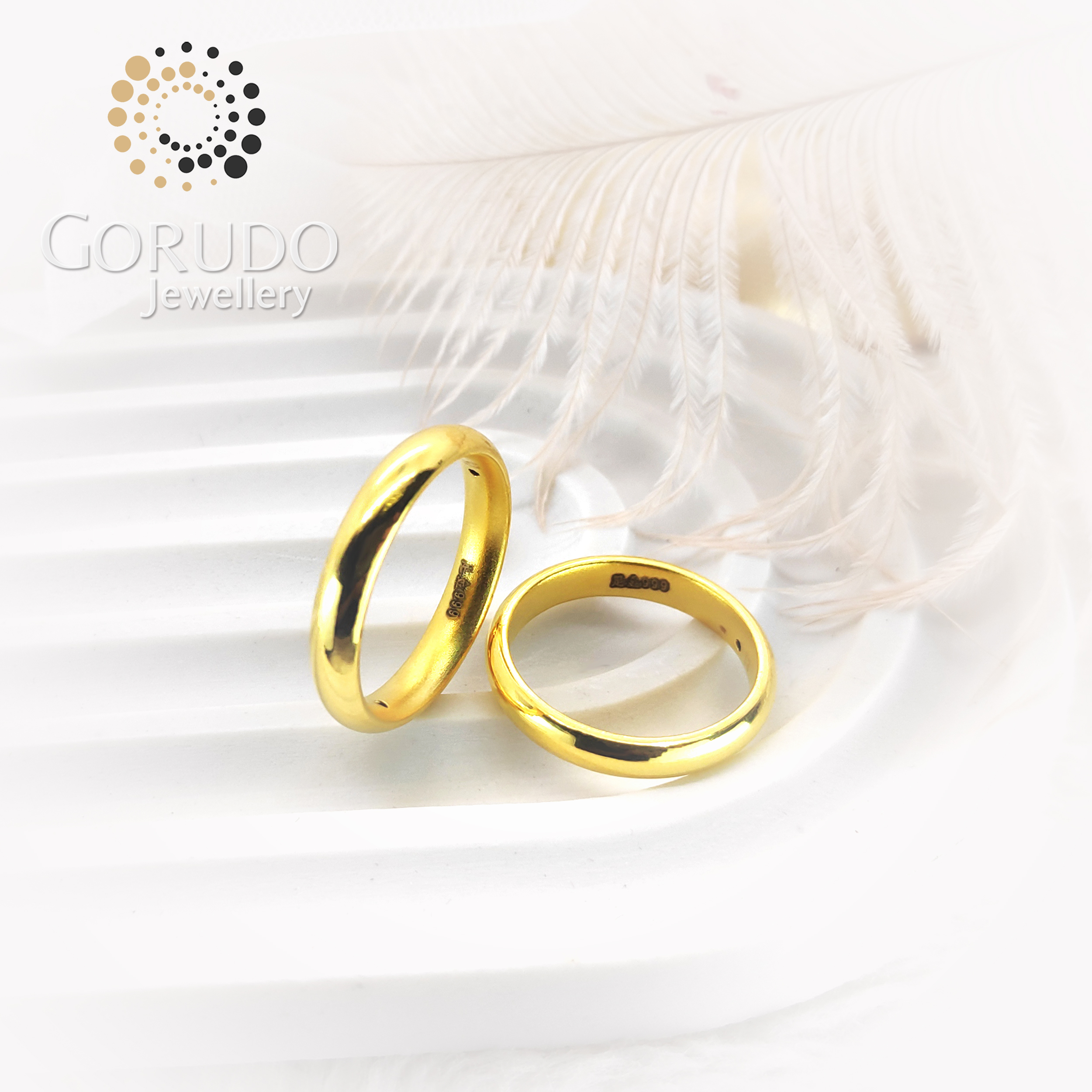 Gorudo Jewellery 999 Pure Gold Half-Round Classic Plain Ring | 3.5mm · v4