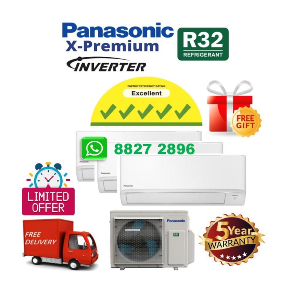 PANASONIC (WIFI) AIRCON R32 MULTI-SPLIT SYSTEM 3 [CU-3XU28YBZ x 1 & CS-XU9XKZW x 3] + FREE 60 Month Warranty + FREE Delivery + FREE Consultation Service + FREE Site Survey · v3