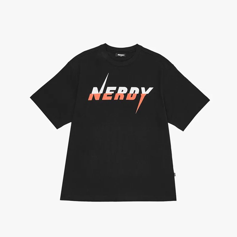 Nerdy Black Lightning Logo Short Sleeve T-Shirt