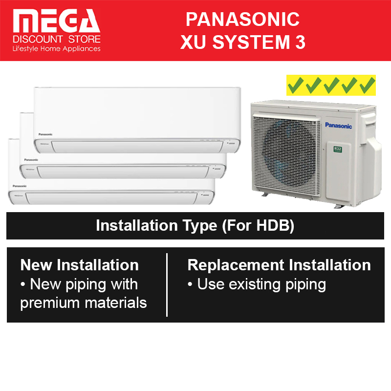 PANASONIC XU SYSTEM 3 AIRCON (5 Ticks) & FREE INSTALLATION / $200 GROCERY VOUCHERS REDEEM FROM PANASONIC · v7