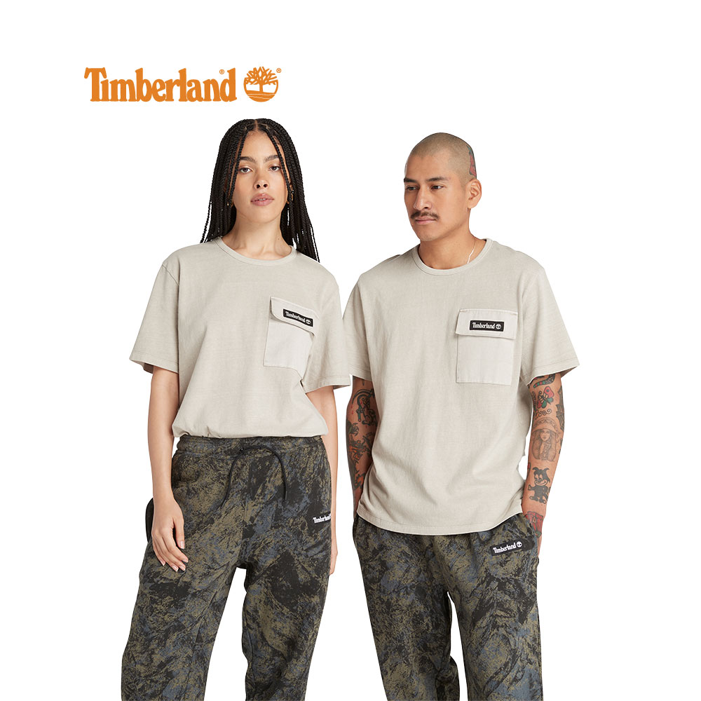 เสื้อยืดแขนสั้น Timberland All Gender Mixed Media Garment Dye Island Fossil