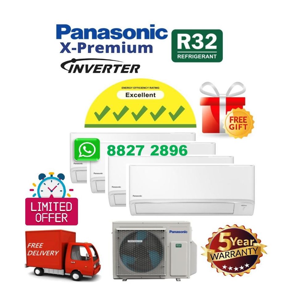 Panasonic XU Series Aircon (R32)  Multi-Split System 4  [CU-4XU33YBZ x 1 & CS-XU9XKZW x 4] + FREE 60 Month Warranty + FREE Delivery + FREE Consultation Service + FREE Site Survey · v3