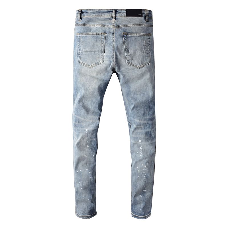 Amiri ink-piercing jeans men's fashionable Diamond-embedded patch slim-fit pants · v2