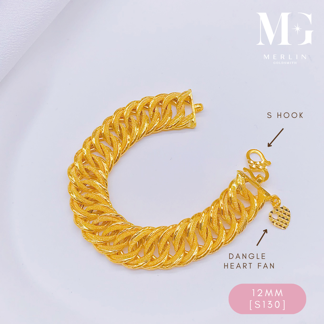 Merlin Goldsmith สร้อยข้อมือทอง 22K 916 Baby Double Coco (12มม. / S130)