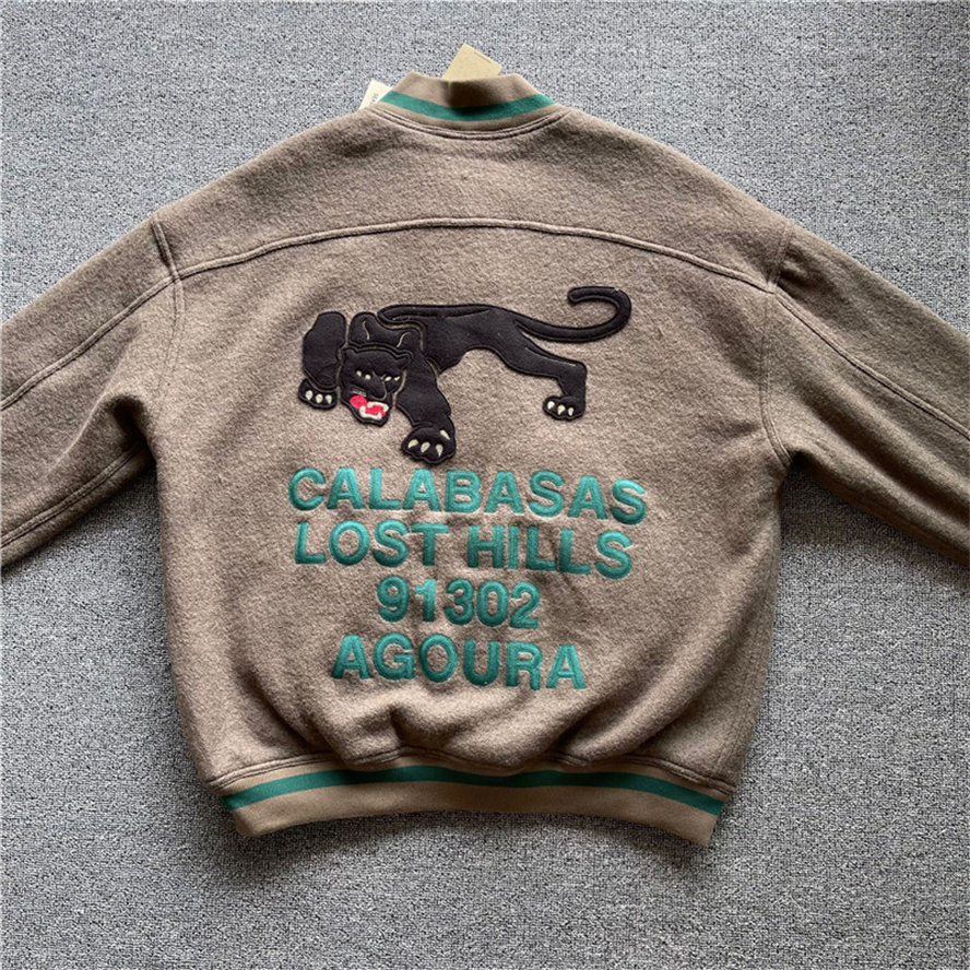 CALABASAS SEASON 5 Baseball Jacket Men Women and West High Quality Puffer Leopard Embroidered Pattern Vintage Wool Zi Coat · v4