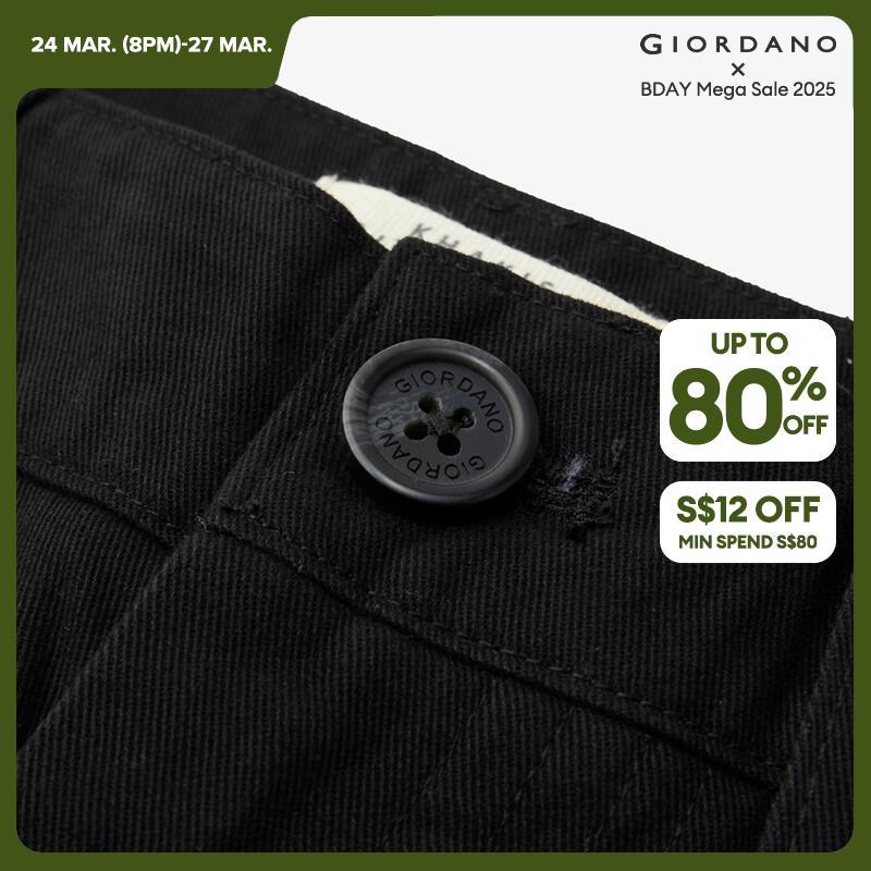 GIORDANO Women Pants Big Pockets Simpple Solid Color Pants 100% Cotton Wide Leg Ankle Length Fashion Casual Pants 05423670 · v2